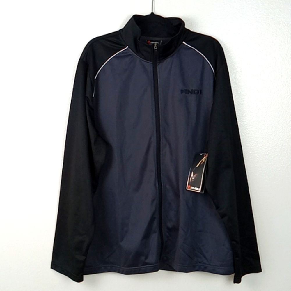 AND1 Athletic Jacket Men's 2XL Black Gray Warm Up Full Zip Activewear Basketball